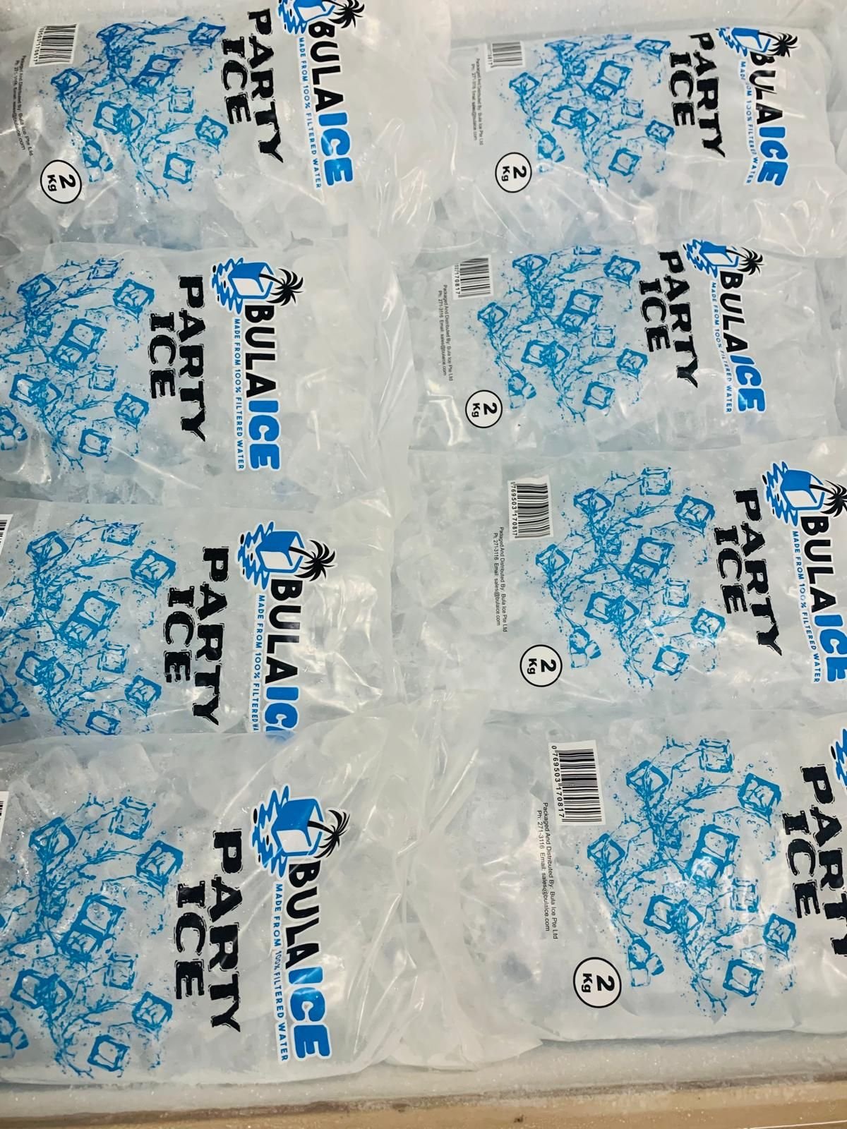 Rows of Bula Ice Party Ice bags