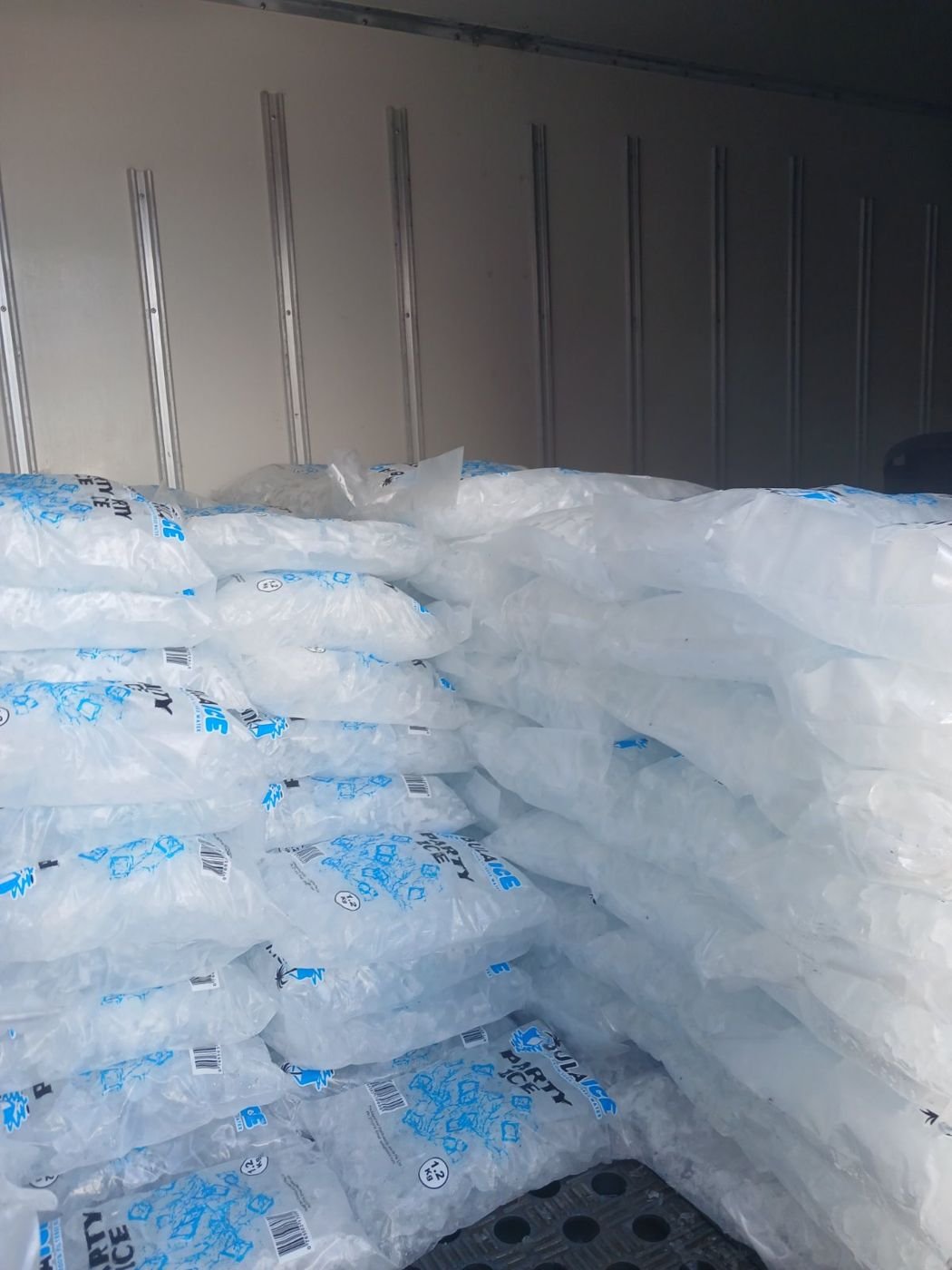 Inside the Bula Ice truck loaded with Party Ice